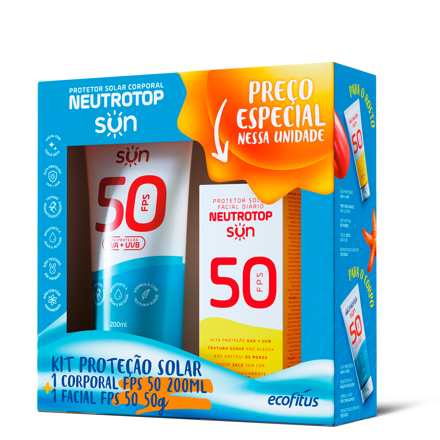 Kit Neutrotop Sun FPS 50  200 mL + Facial 50g